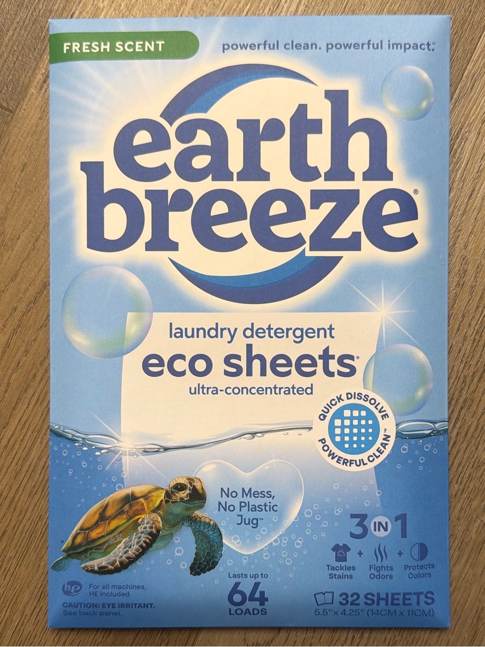 Earth Breeze Laundry Detergent Sheets. Fresh Scent. 2 Packs.